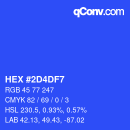 カラーコード: HEX #2D4DF7 | qconv.com