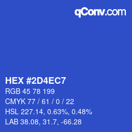 カラーコード: HEX #2D4EC7 | qconv.com