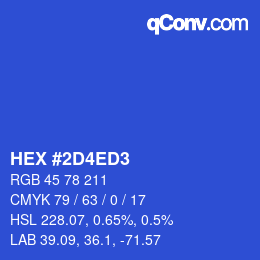 颜色代码: HEX #2D4ED3 | qconv.com