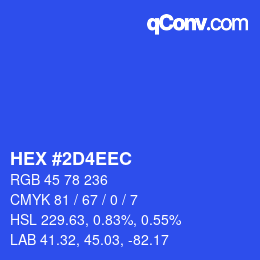 颜色代码: HEX #2D4EEC | qconv.com