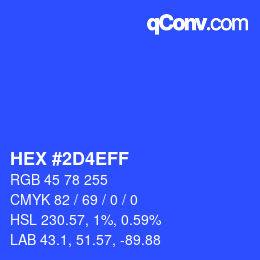 カラーコード: HEX #2D4EFF | qconv.com
