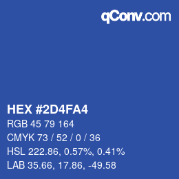 カラーコード: HEX #2D4FA4 | qconv.com