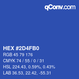 颜色代码: HEX #2D4FB0 | qconv.com
