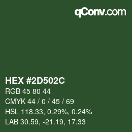 カラーコード: HEX #2D502C | qconv.com