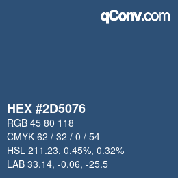 颜色代码: HEX #2D5076 | qconv.com