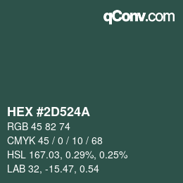 Color code: HEX #2D524A | qconv.com