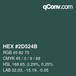 Color code: HEX #2D524B | qconv.com