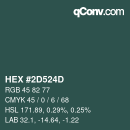 Código de color: HEX #2D524D | qconv.com