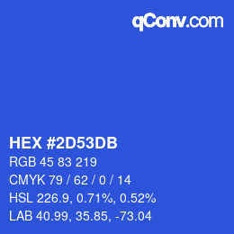 カラーコード: HEX #2D53DB | qconv.com