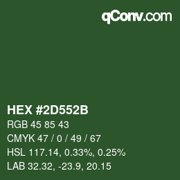 Code couleur: HEX #2D552B | qconv.com