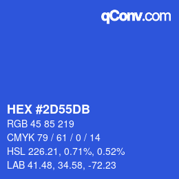 カラーコード: HEX #2D55DB | qconv.com