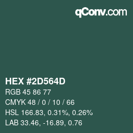 Color code: HEX #2D564D | qconv.com