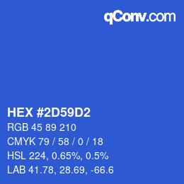 颜色代码: HEX #2D59D2 | qconv.com