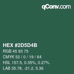 カラーコード: HEX #2D5D4B | qconv.com