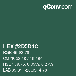 Color code: HEX #2D5D4C | qconv.com