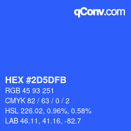 颜色代码: HEX #2D5DFB | qconv.com