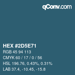 Farbcode: HEX #2D5E71 | qconv.com