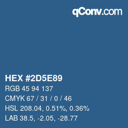 Farbcode: HEX #2D5E89 | qconv.com