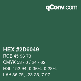 Color code: HEX #2D6049 | qconv.com
