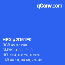 颜色代码: HEX #2D61F0 | qconv.com