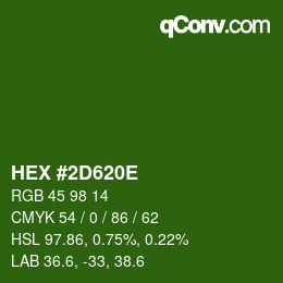Color code: HEX #2D620E | qconv.com