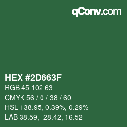 カラーコード: HEX #2D663F | qconv.com