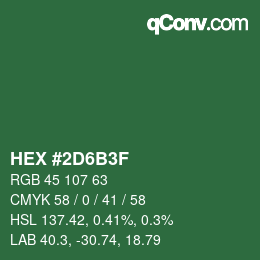 Code couleur: HEX #2D6B3F | qconv.com