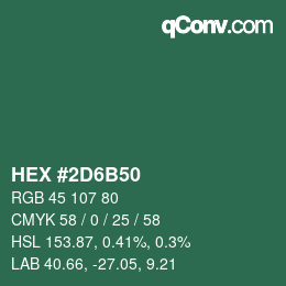 カラーコード: HEX #2D6B50 | qconv.com