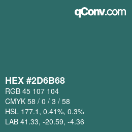 Color code: HEX #2D6B68 | qconv.com