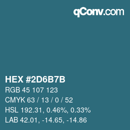 カラーコード: HEX #2D6B7B | qconv.com
