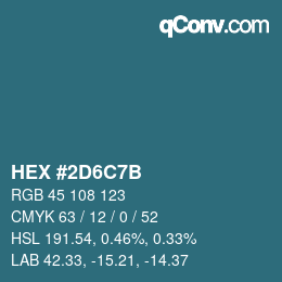颜色代码: HEX #2D6C7B | qconv.com
