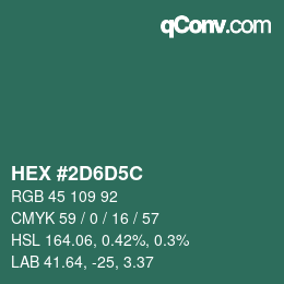 Color code: HEX #2D6D5C | qconv.com