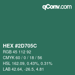 Color code: HEX #2D705C | qconv.com
