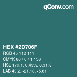 Color code: HEX #2D706F | qconv.com