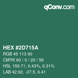 颜色代码: HEX #2D715A | qconv.com