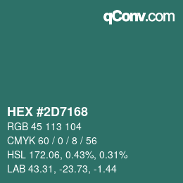 カラーコード: HEX #2D7168 | qconv.com