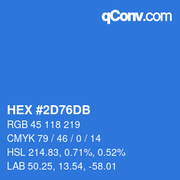 カラーコード: HEX #2D76DB | qconv.com