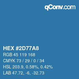 カラーコード: HEX #2D77A8 | qconv.com