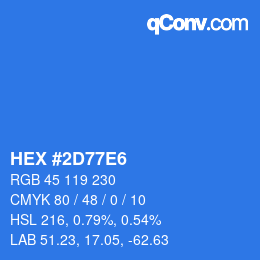 カラーコード: HEX #2D77E6 | qconv.com