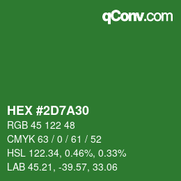 Color code: HEX #2D7A30 | qconv.com