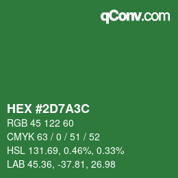 Color code: HEX #2D7A3C | qconv.com