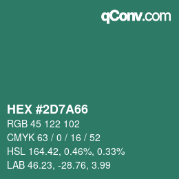 Color code: HEX #2D7A66 | qconv.com