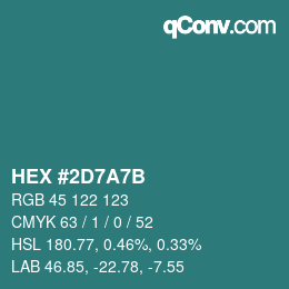 Color code: HEX #2D7A7B | qconv.com