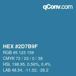 颜色代码: HEX #2D7B9F | qconv.com