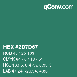 颜色代码: HEX #2D7D67 | qconv.com