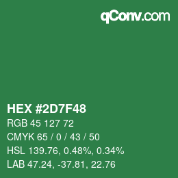 カラーコード: HEX #2D7F48 | qconv.com