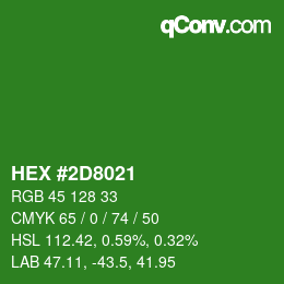 Color code: HEX #2D8021 | qconv.com