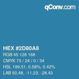 カラーコード: HEX #2D80A8 | qconv.com