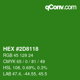 Farbcode: HEX #2D8118 | qconv.com