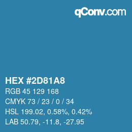 Farbcode: HEX #2D81A8 | qconv.com